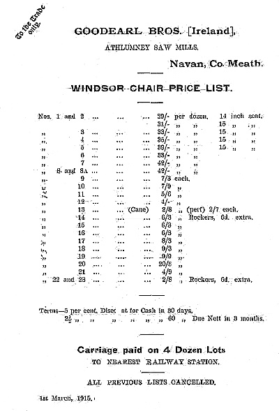 price list