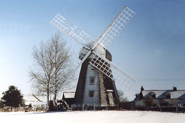 Lacey Green Windmill in the snow. By Martin Clark