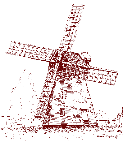 Dennis' drawing of the Windmill at Lacey Green, Buckinghamshire.
